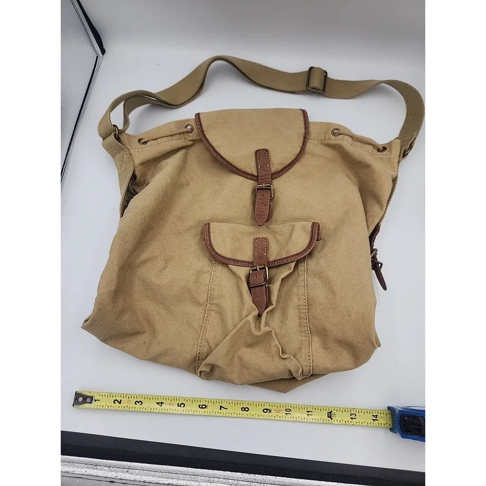 Ralph Lauren Denim & Supply Khaki Green Canvas Shoulder Bag‎ With Leather Accent